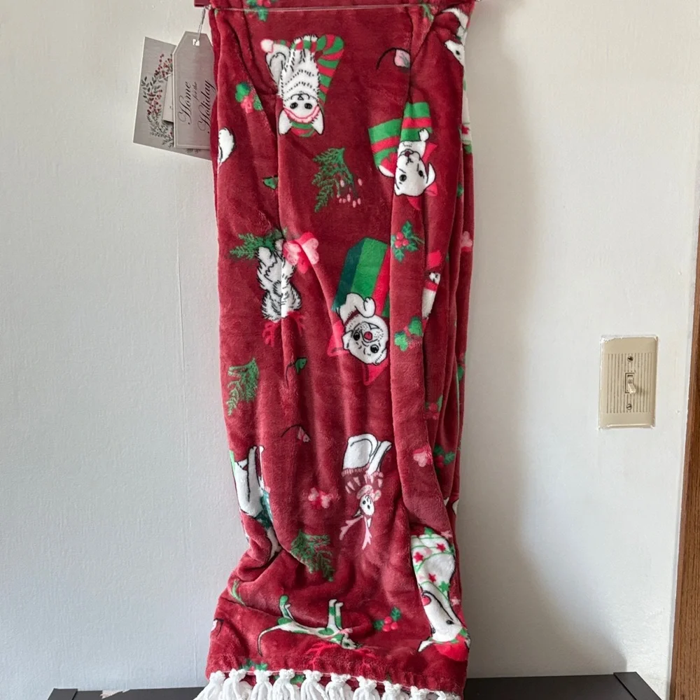 Merry Pets Red Dog Print Throw Blanket